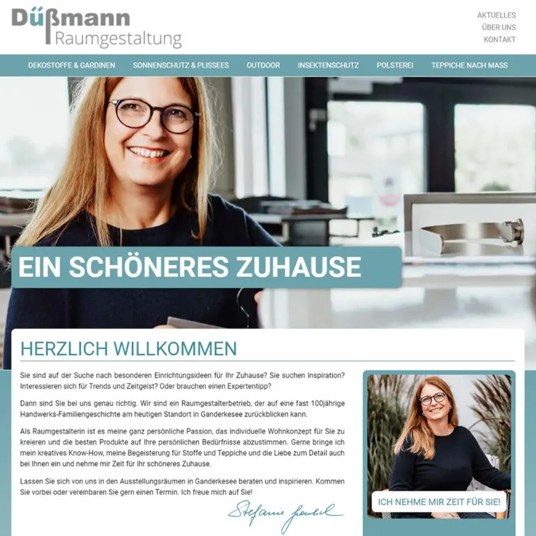 Successive Marketing Referenz: Raumgestaltung Düßmann - Internetseite